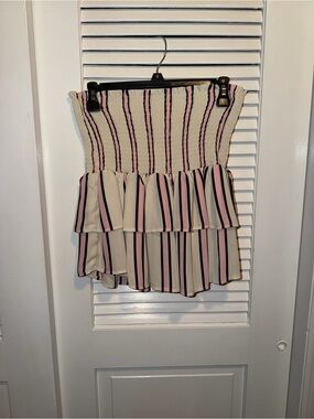 Striped HALTER TOP - Pink & Cream / small/ NWOT